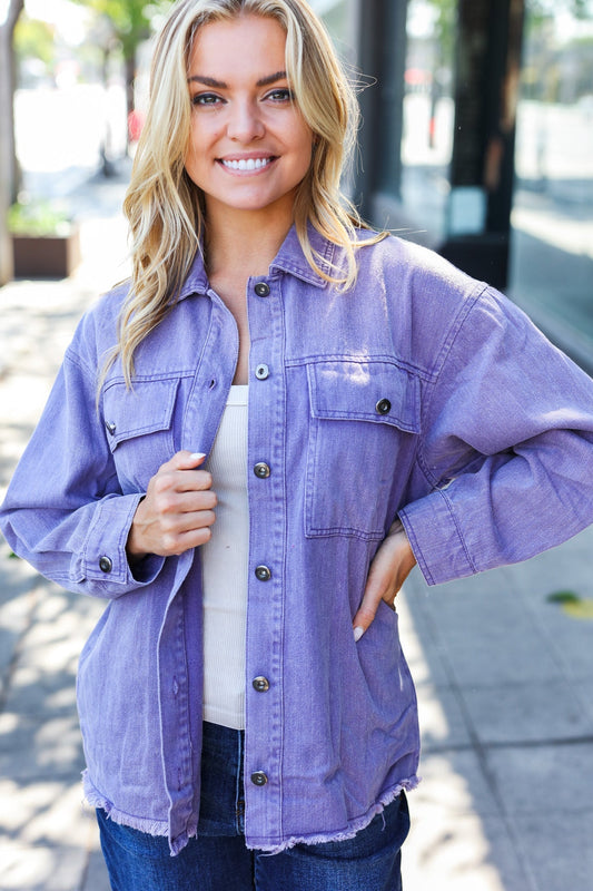 Purple Haze Frayed Denim Jacket