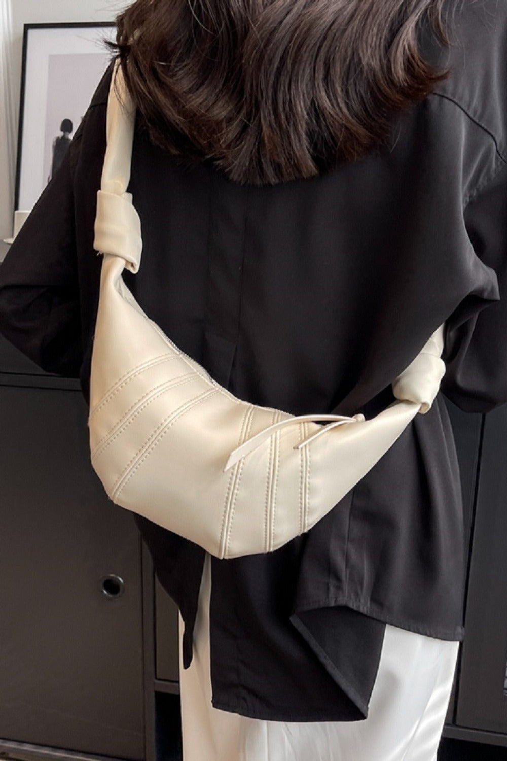 Vegan Leather Croissant Crossbody Shoulder Bag