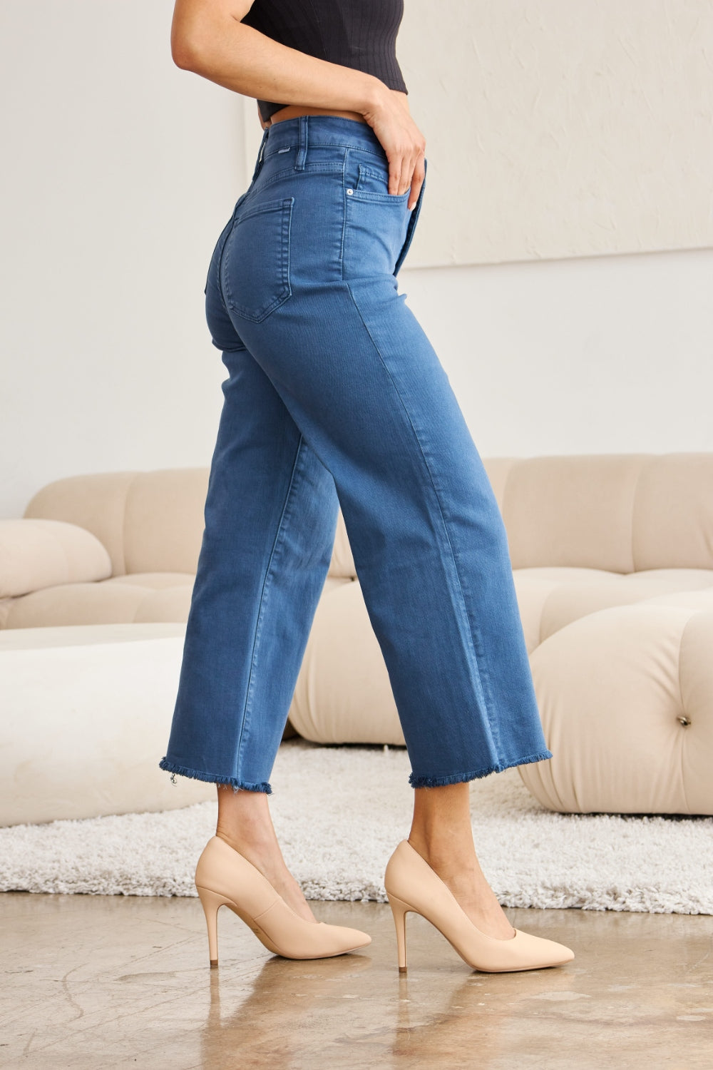 Crop Chloe Tummy Control High Waist Raw Hem Jeans