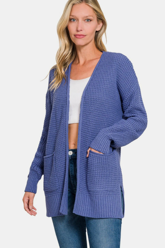 Low Gauge Waffle Open Cardigan Sweater