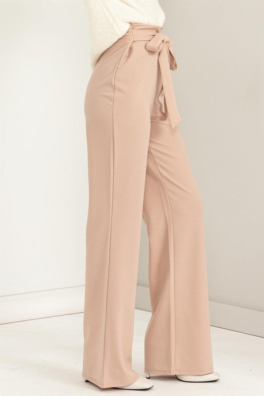 High-Waisted Tie Front Flared Pants