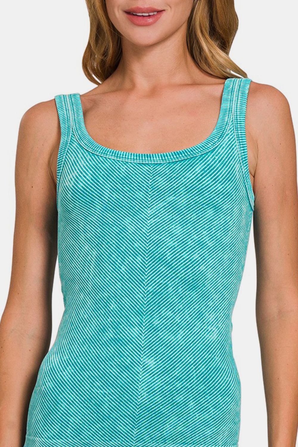 Stone Washed Ribbed Seamless Tank Top