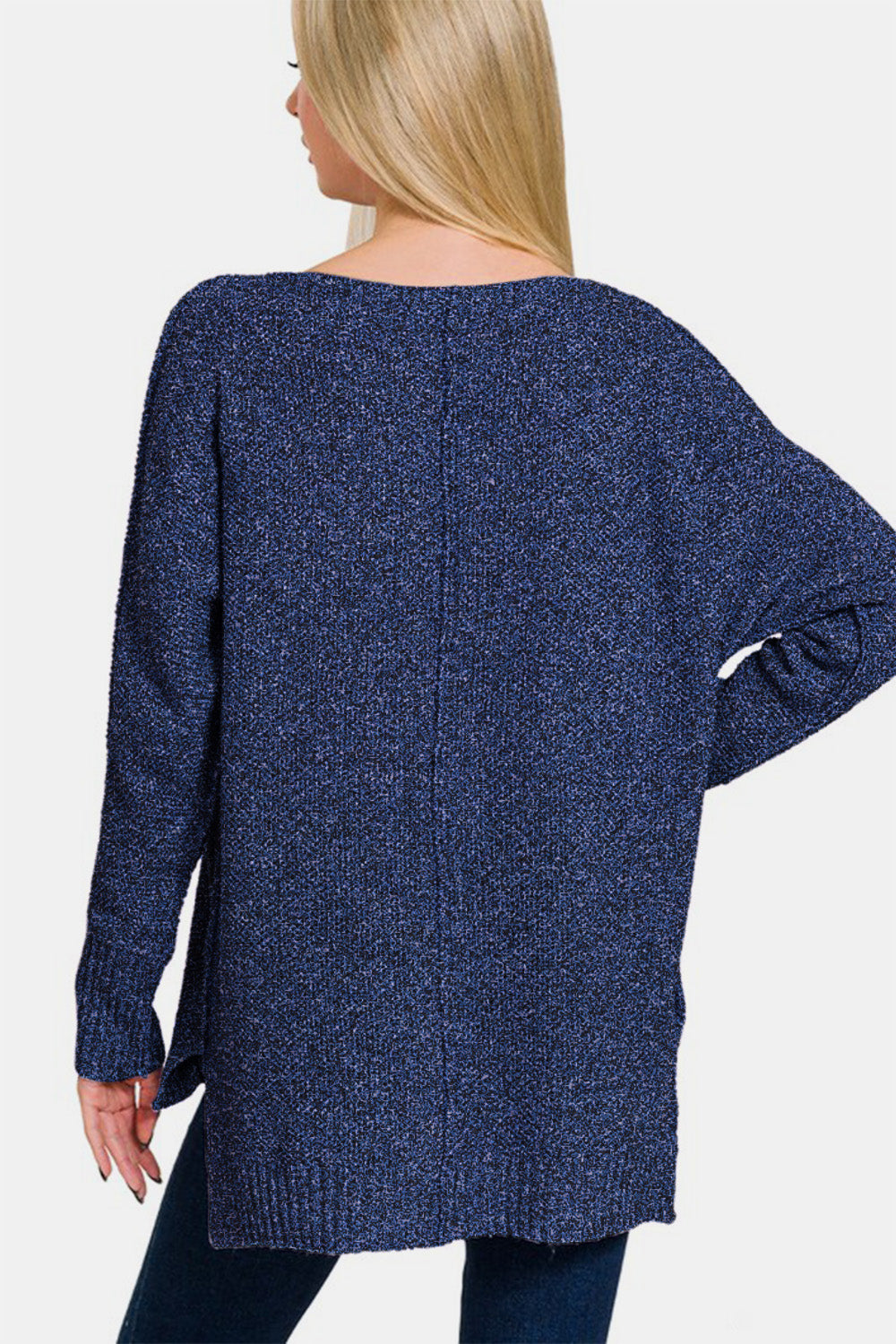 V-Neck Center Seam Hi-Low Sweater