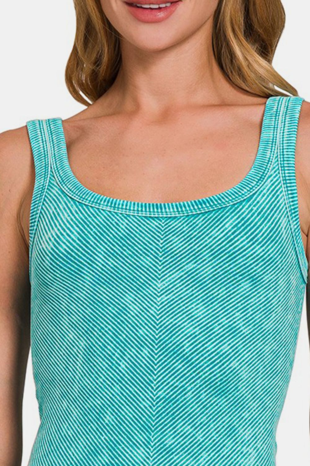 Stone Washed Ribbed Seamless Tank Top