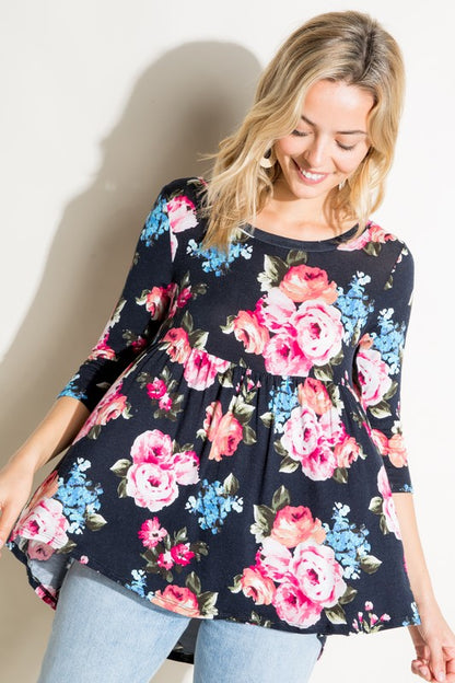 Floral Print Babydoll Top