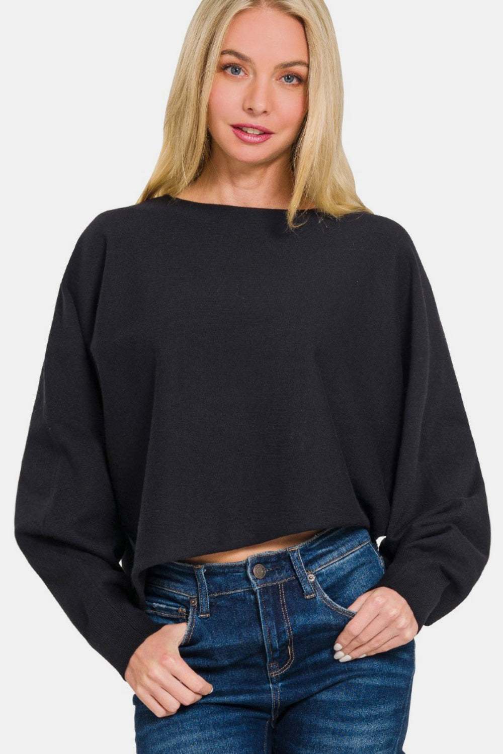 Viscose Asymmetric Hem and Sleeve Sweater