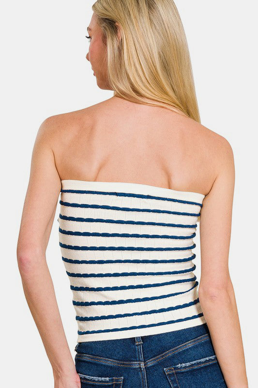 Viscose Striped Sweater Tube Top