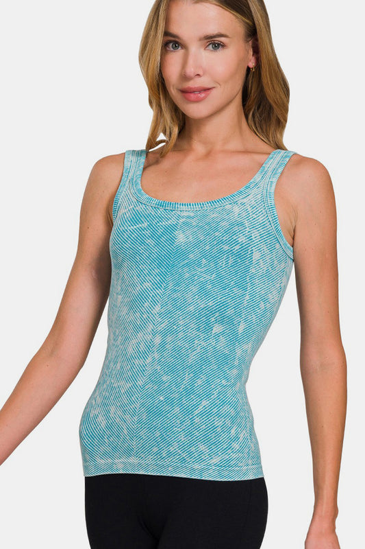 Stone Washed Ribbed Seamless Tank Top