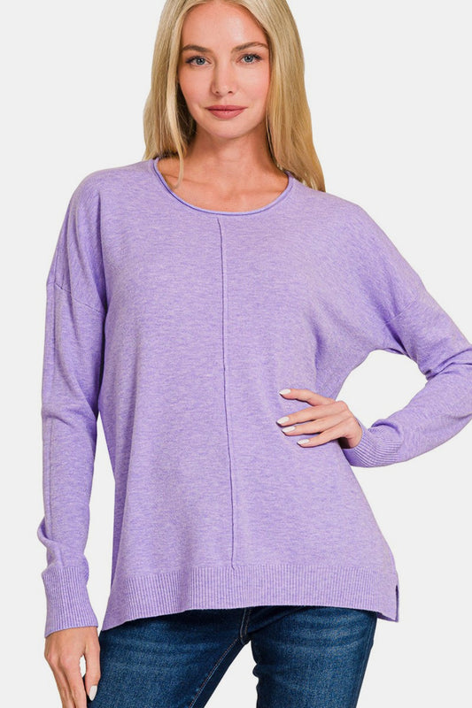 Viscose Front Seam Round Neck Sweater