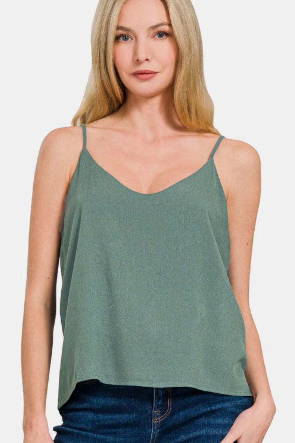 2 Layered Rayon Slub Woven Cropped Camisole