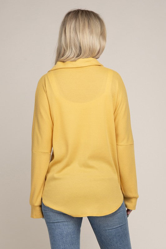 Yellow Drop Shoulder Patch Pocket Shirt