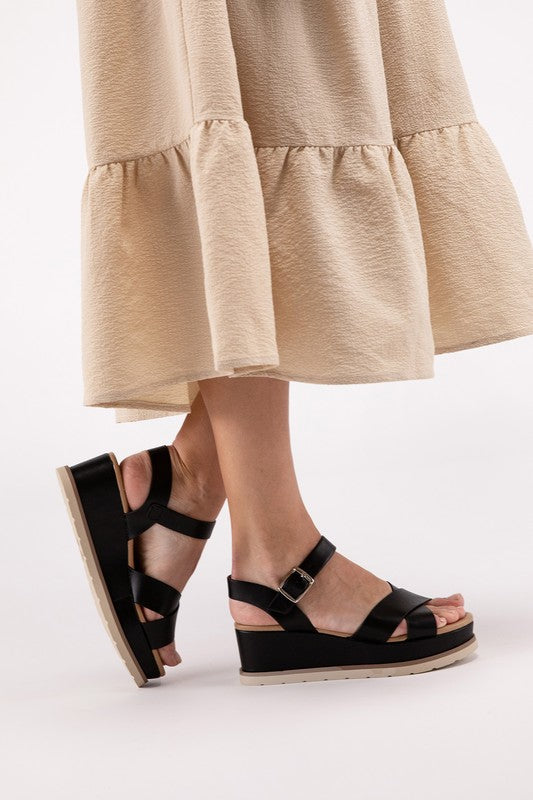 CLEVER Cross Strap Wedge Sandals