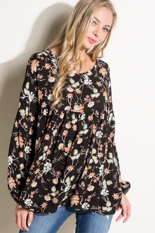 Floral Woven Babydoll Top