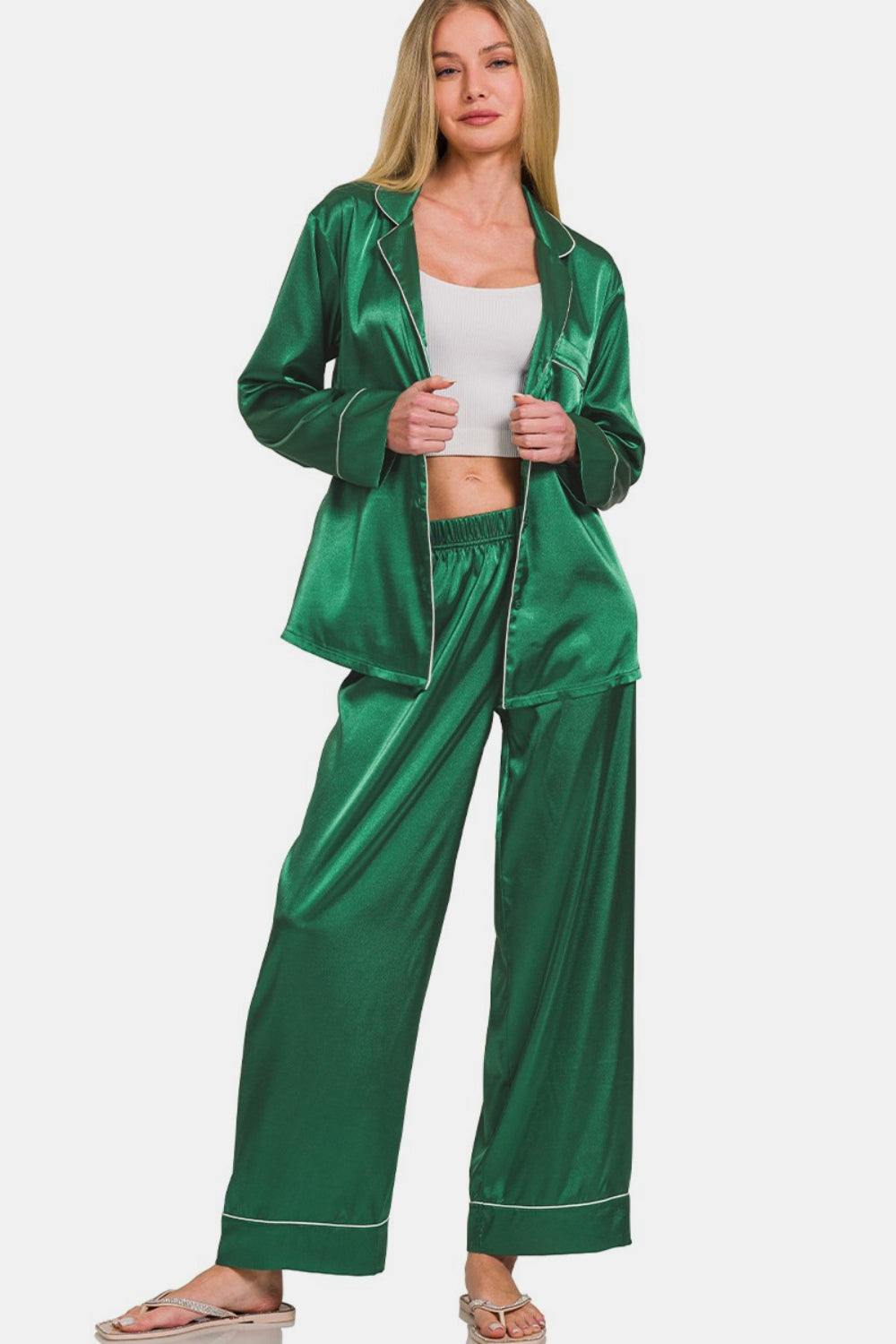 Satin Long Sleeve Pajama Set