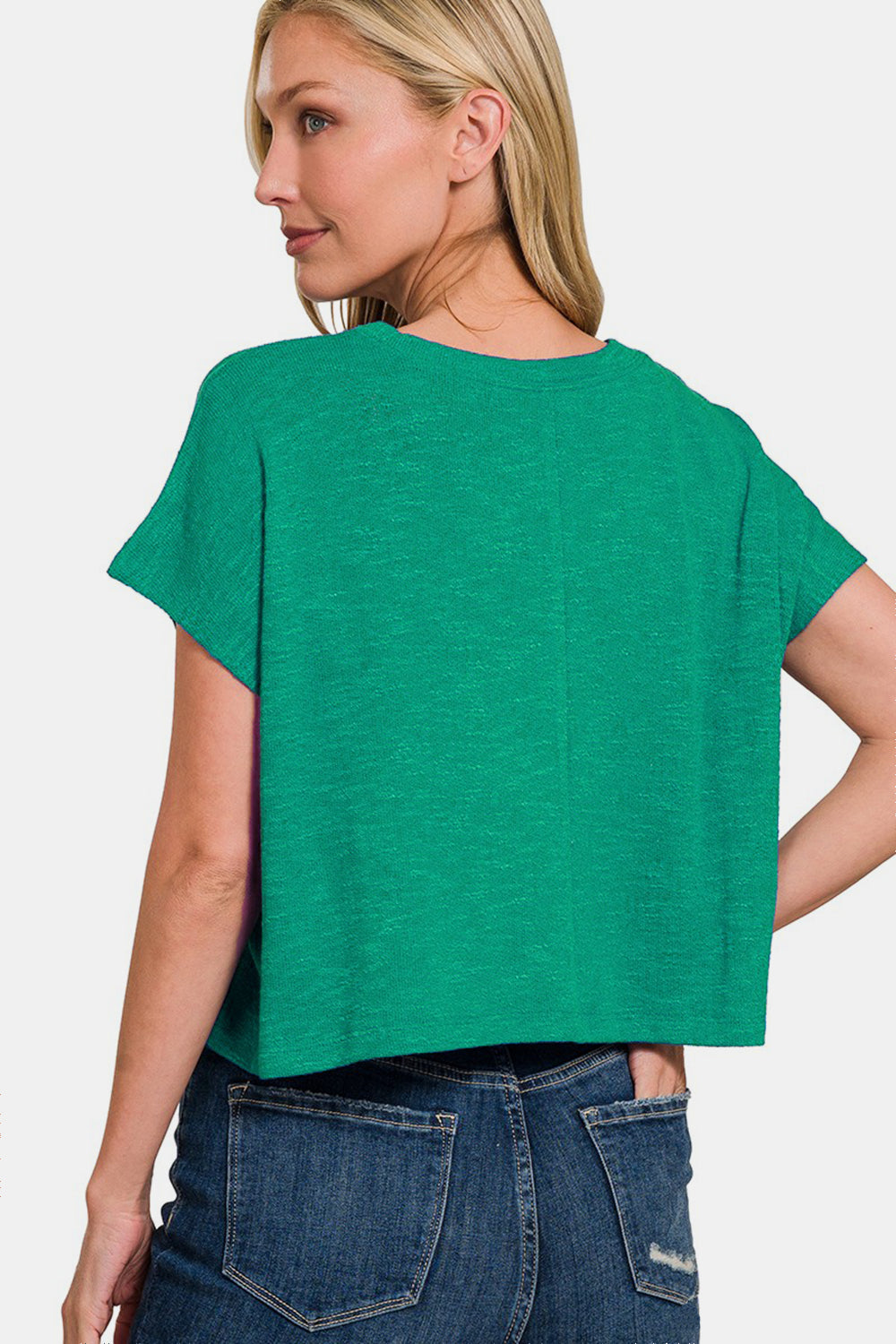 Knit Round Neck Cropped Top