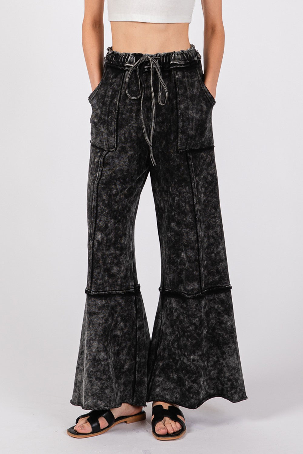 Mineral Washed Terry Wide Leg Pants