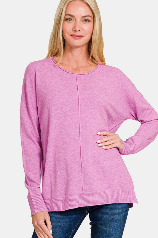 Viscose Front Seam Round Neck Sweater