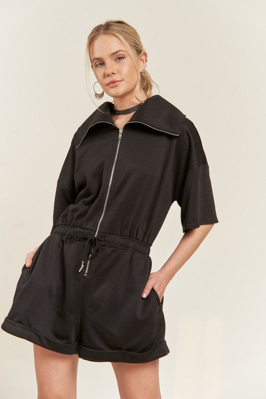 Plus Terry Zip Front Romper