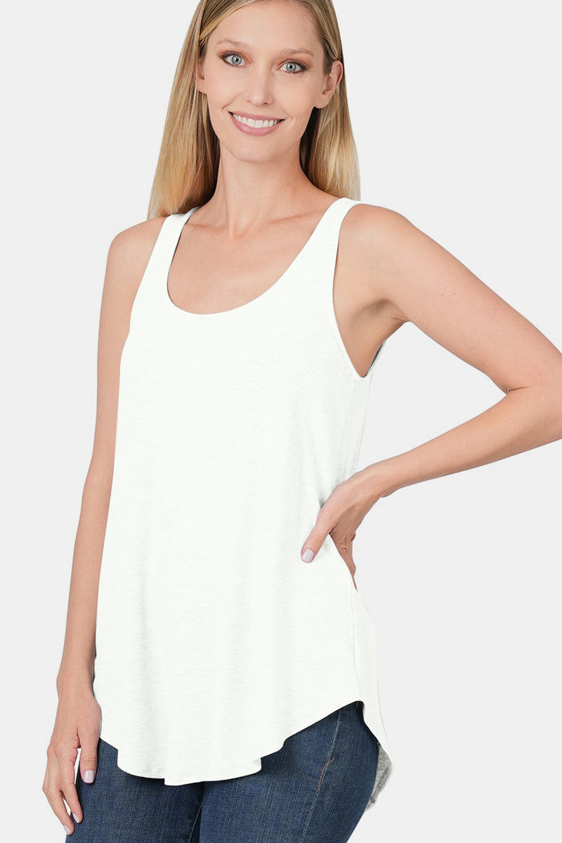 Sleeveless Round Neck Round Hem Top