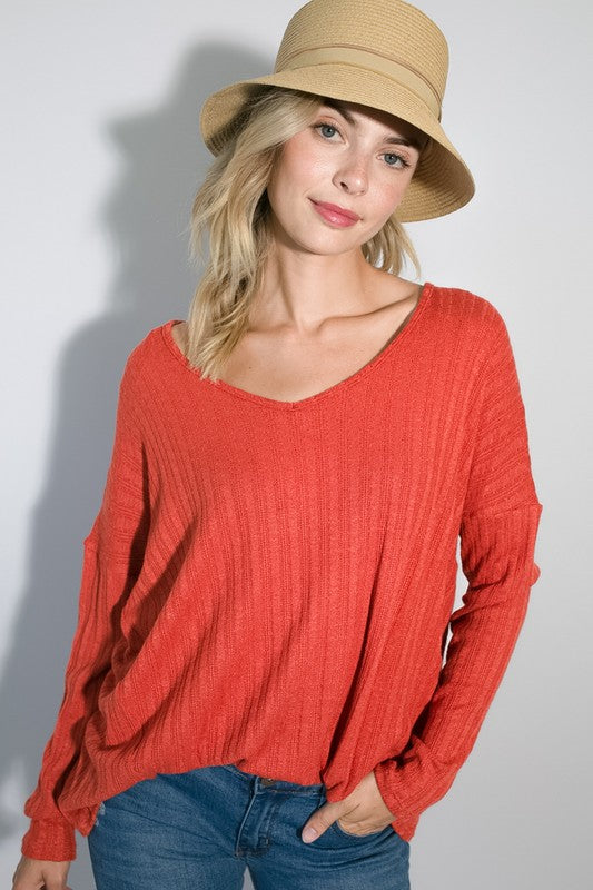 Plus Variegated Cashmere Long Sleeve Top
