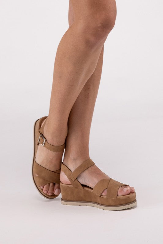 CLEVER Cross Strap Wedge Sandals