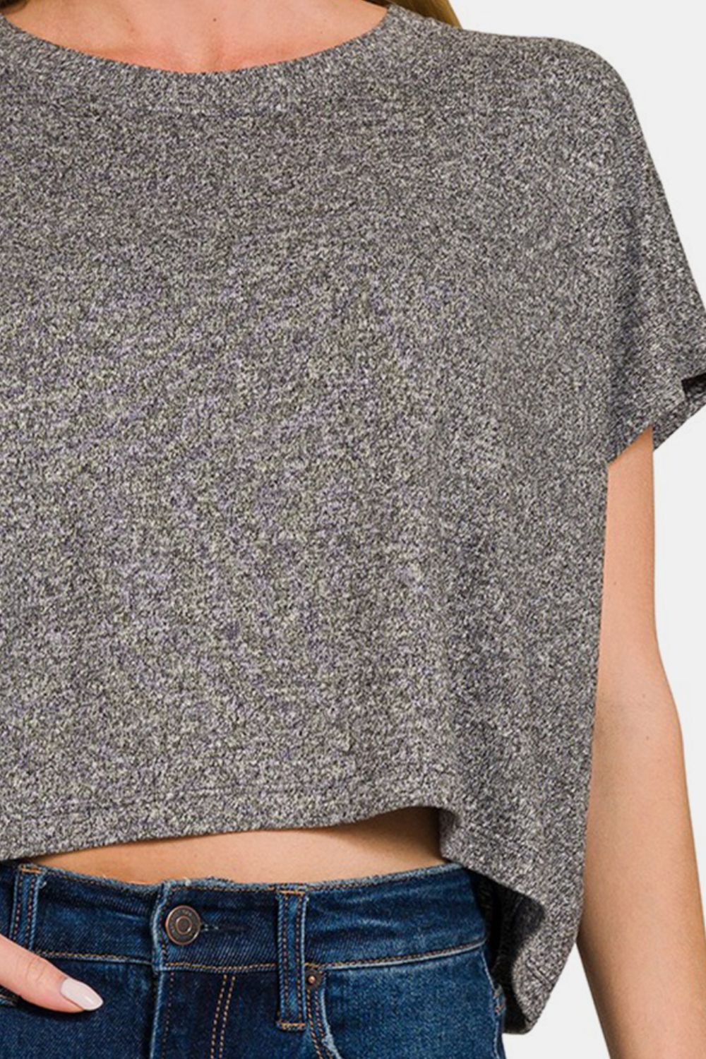 Soft Short Sleeve Round Neck Cropped Top