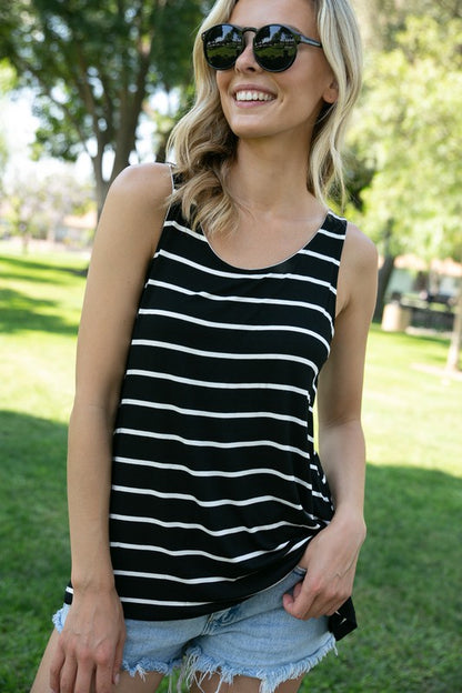 Stripe Round Neck Tank Top