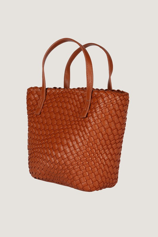 Mini Vegan Leather Weave Bag