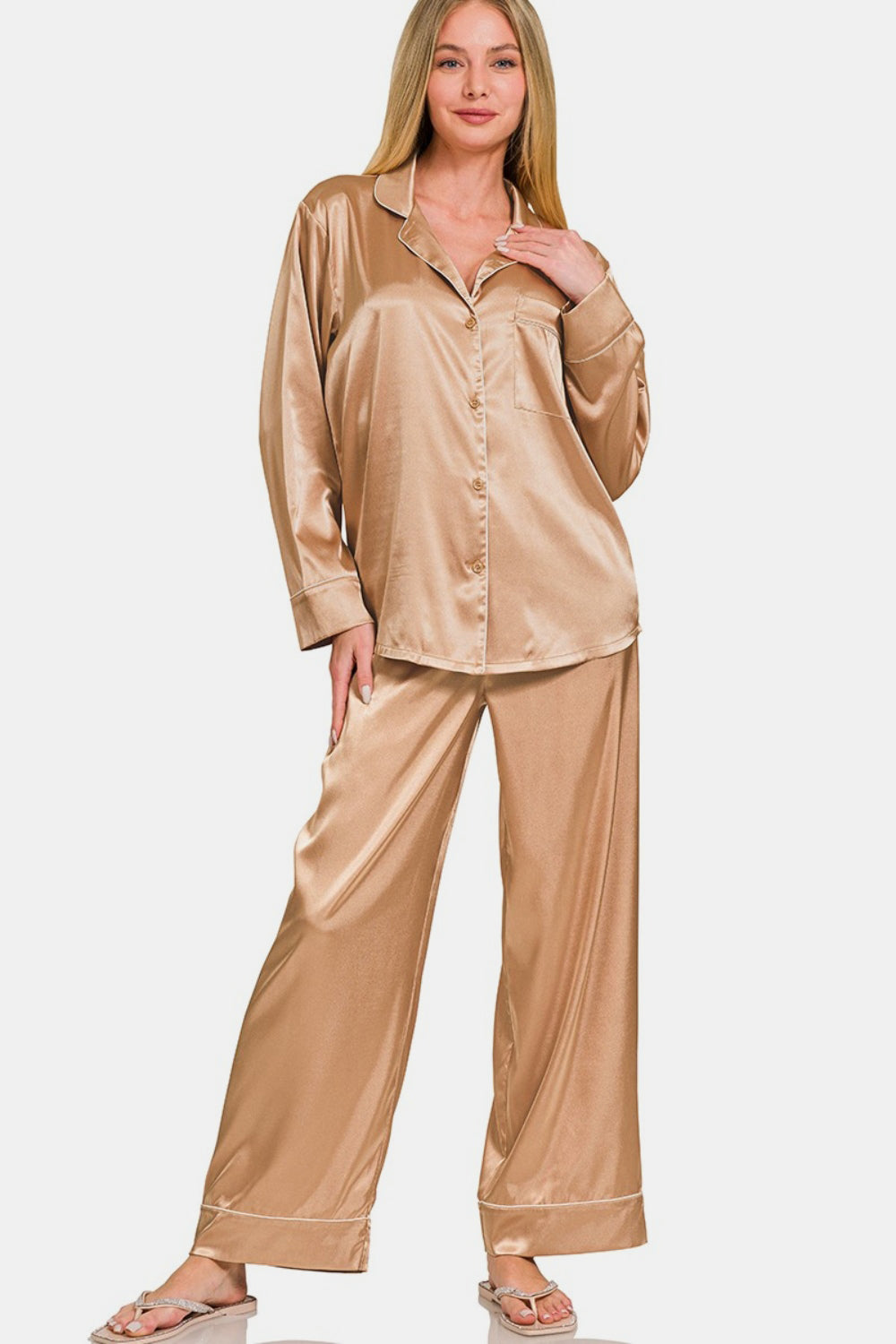 Satin Long Sleeve Pajama Set