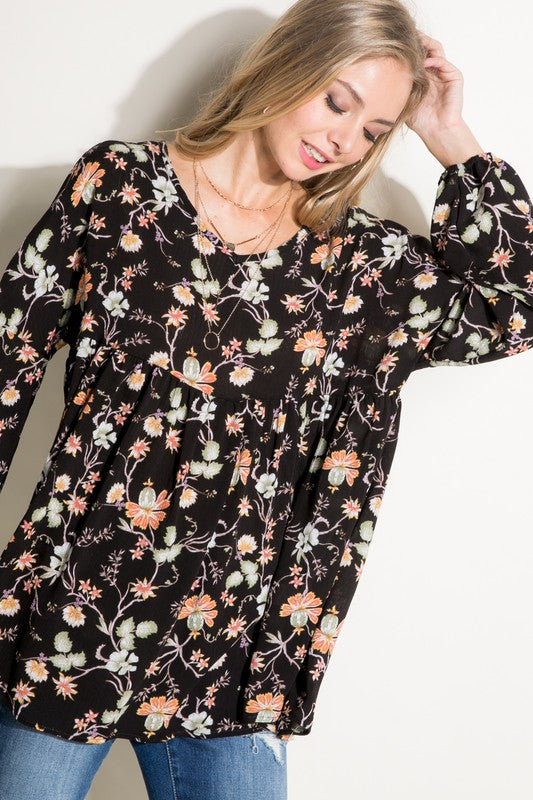 Floral Woven Babydoll Top
