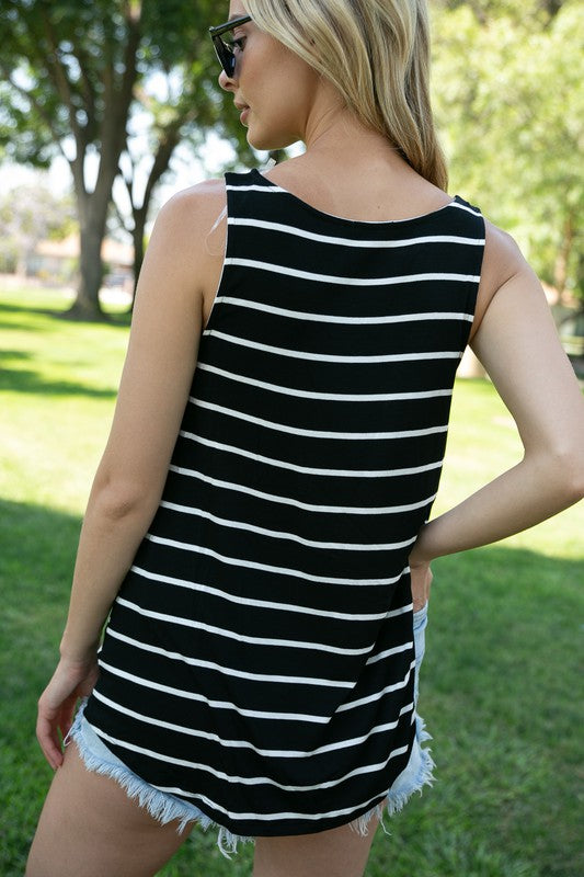 Stripe Round Neck Tank Top