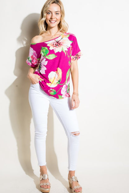 Floral One Shoulder Tee