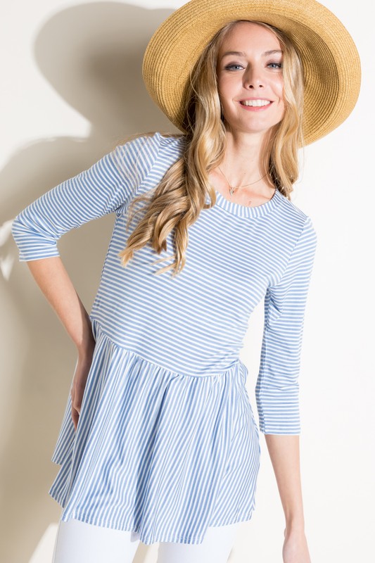 Plus Pin Stripe Babydoll Tunic Top