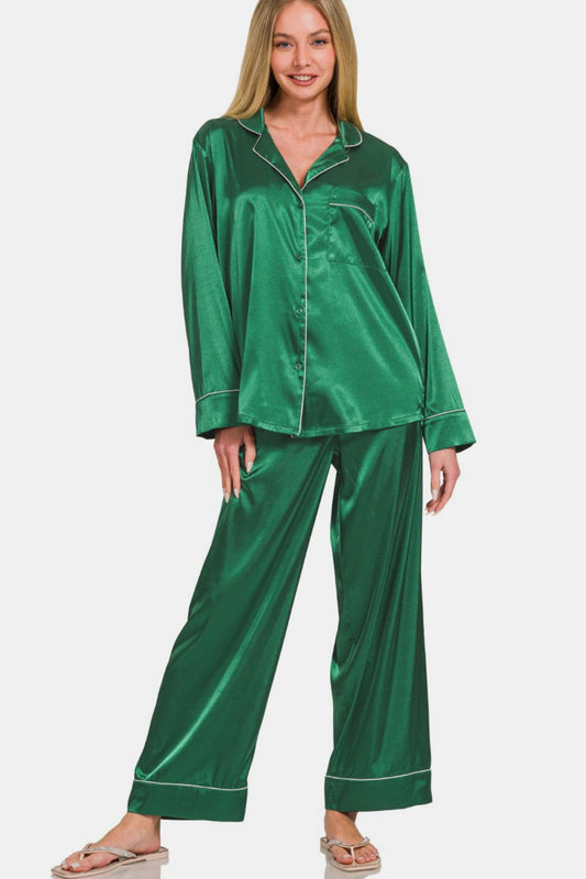 Satin Long Sleeve Pajama Set