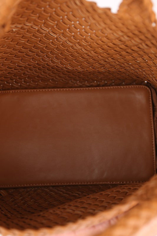 Medium Vegan Leather Weave Bag