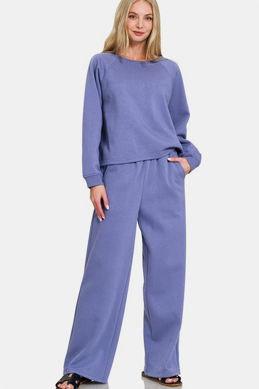 Fleece Raglan Sleeve Pullover & Sweatpants Set