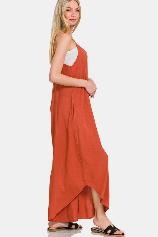 Wide Leg Rayon Challis Jumpsuit