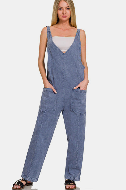 Casual Adjustable Strap Baggy Jumpsuit With Pocket