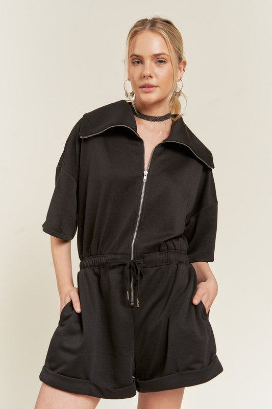 Plus Terry Zip Front Romper