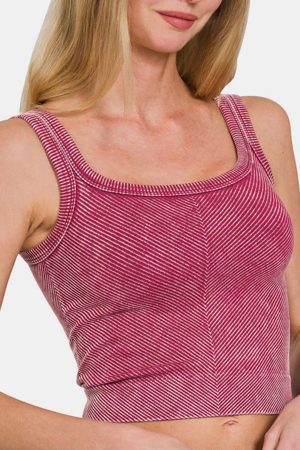 Stone Washed Ribbed Seamless Bra Tank Top