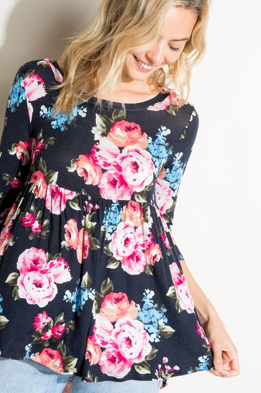 Floral Print Babydoll Top