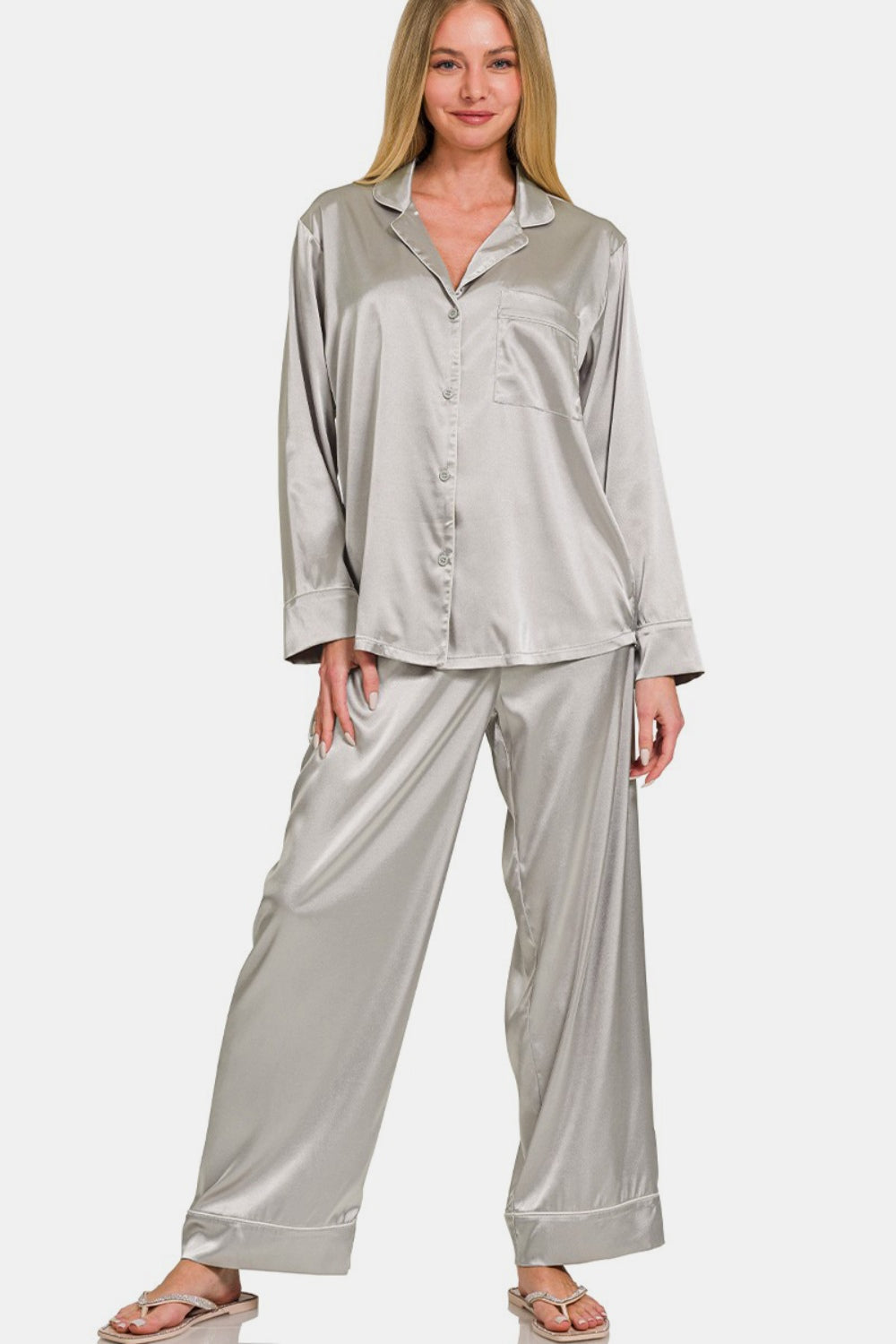 Satin Long Sleeve Pajama Set