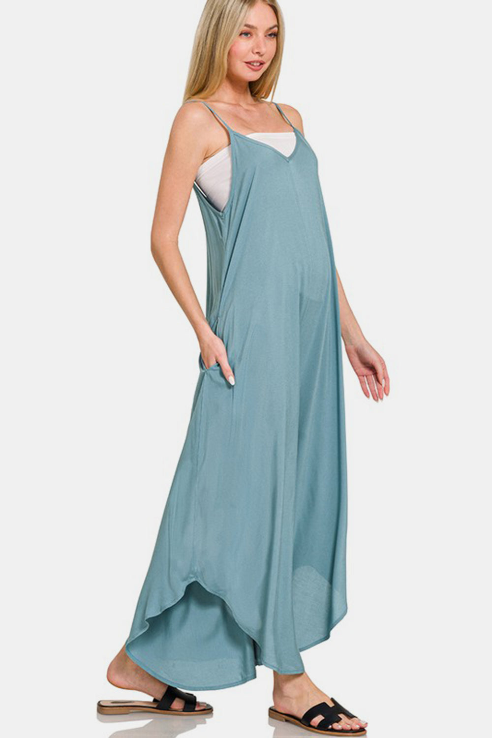 Wide Leg Rayon Challis Jumpsuit