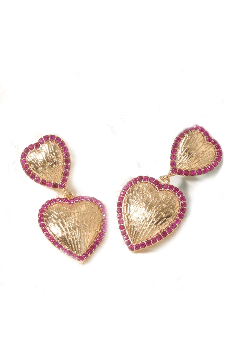 Gold & Rhinestone Heart Dangle Earrings