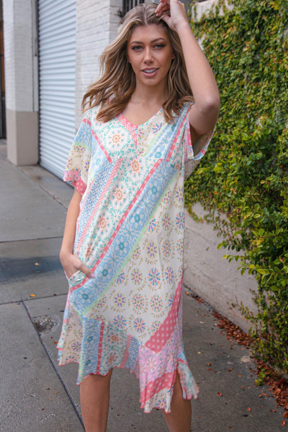 Bohemian top pastel dress