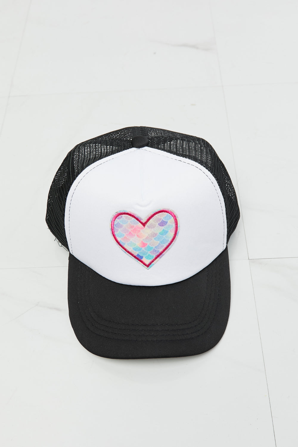 Rainbow Mermaid Heart Trucker Hat