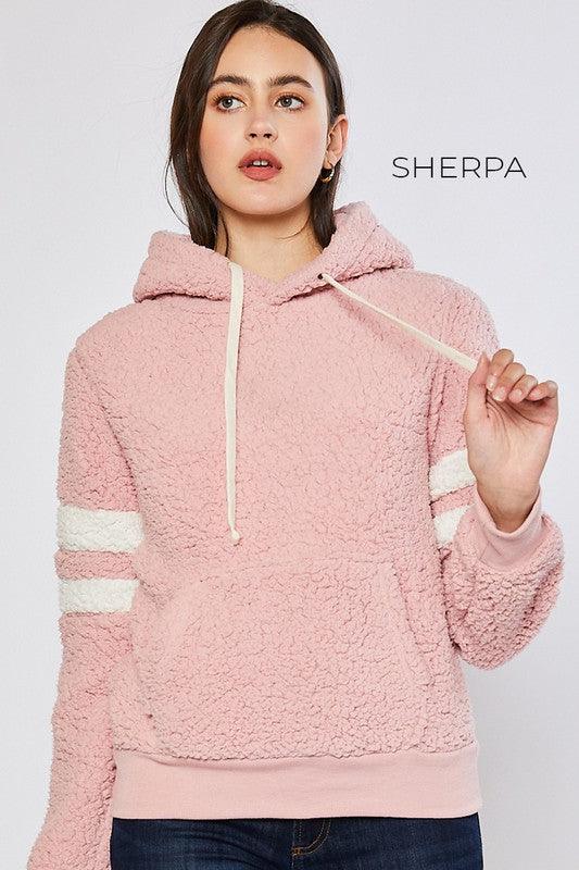 Pink Sherpa Pullover Hoodie - Lavender Latte Boutique