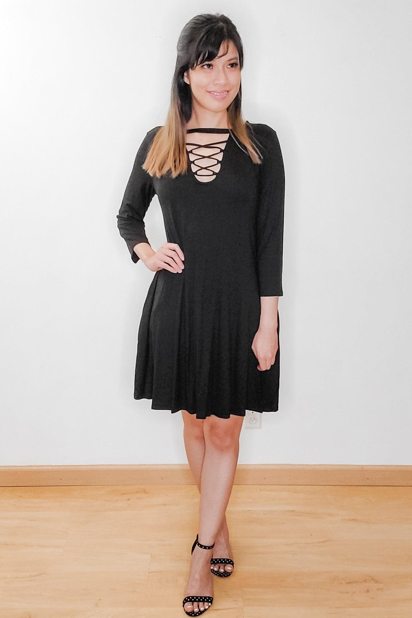 Black lace swing outlet dress