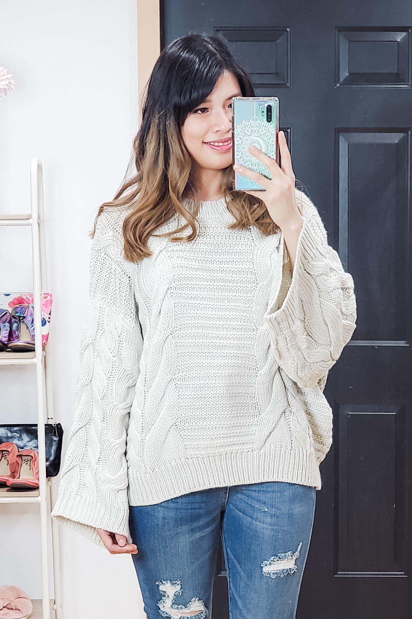 White sweater hotsell bell sleeve