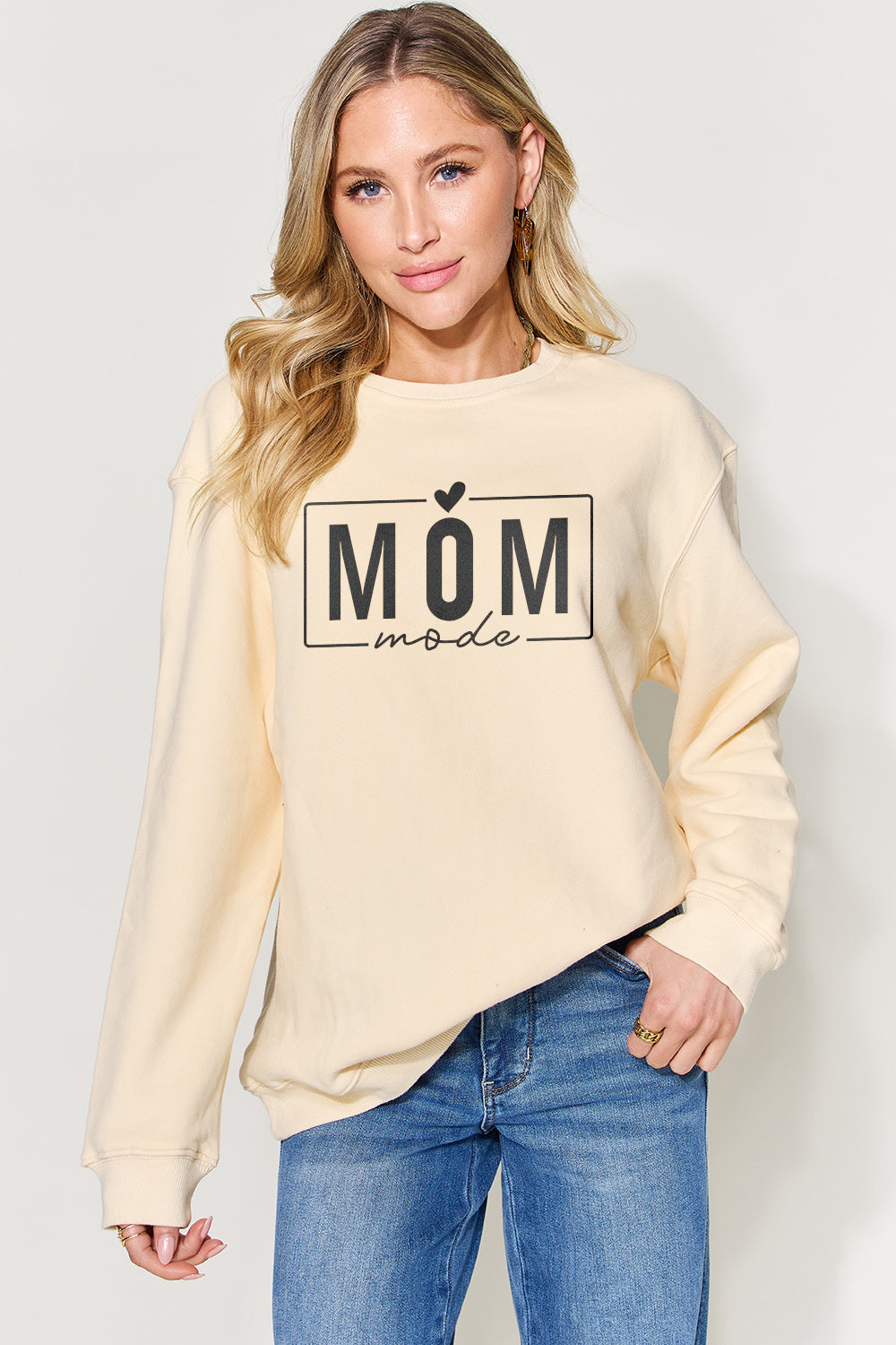 Mom Mode Letter Graphic Long Sleeve Sweatshirt